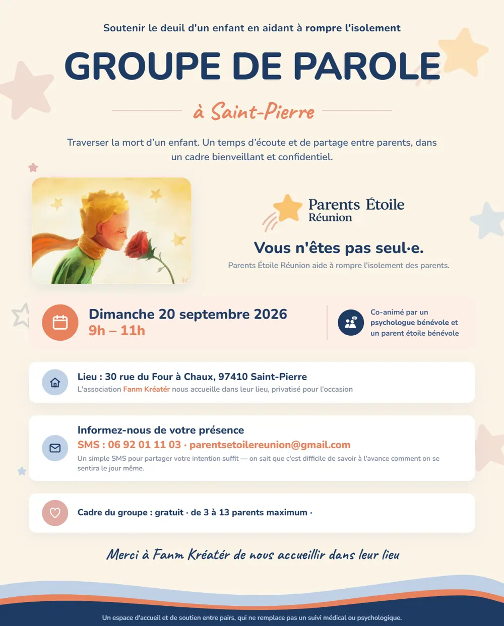 Affiche du groupe de parole de Saint-Pierre
